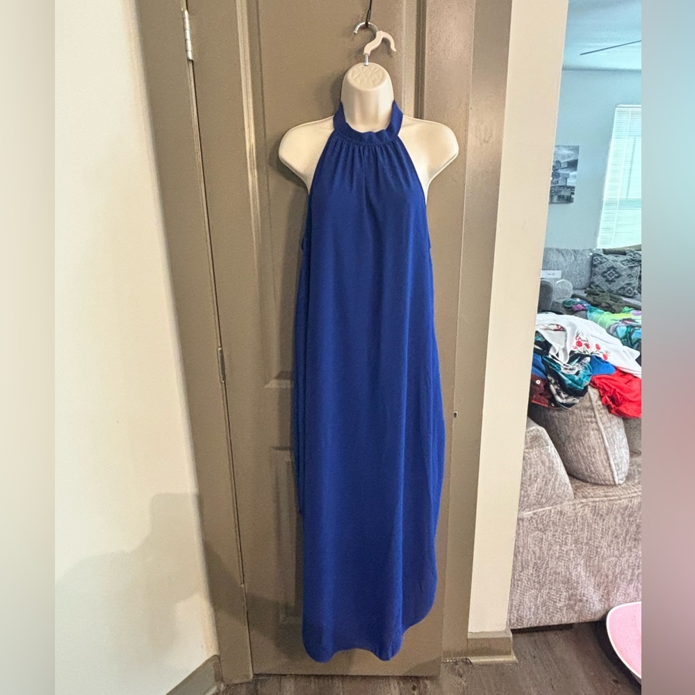 Blue Halter Maxi Dress